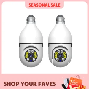 2Pc Outdoor Wireless WiFi Camera 360 Degree, Light Socket